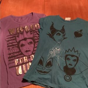 Lot of 2 Disney T-shirts - Teal Villians and Purple Evil Queen - Size: fitted XL